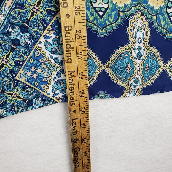 Maurices Women's 3X Paisley Mandala Short Sleeve Blouse Blue Black Green Boho‎ - Picture 5 of 8